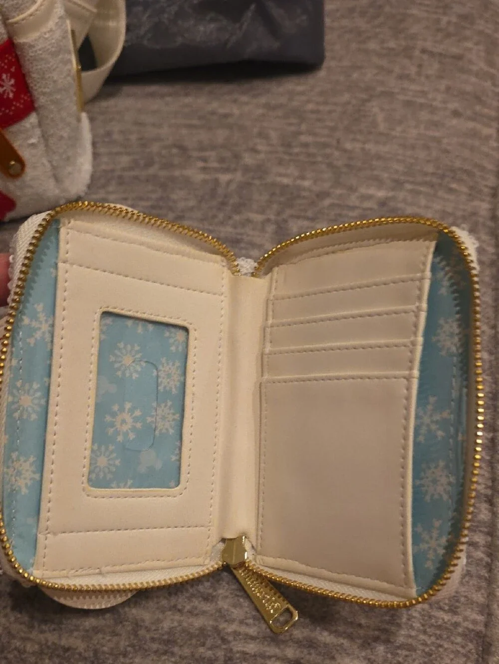 Loungefly Disney Mickey White & Red Snowman Kids Backpack and Wallet Set NWOT